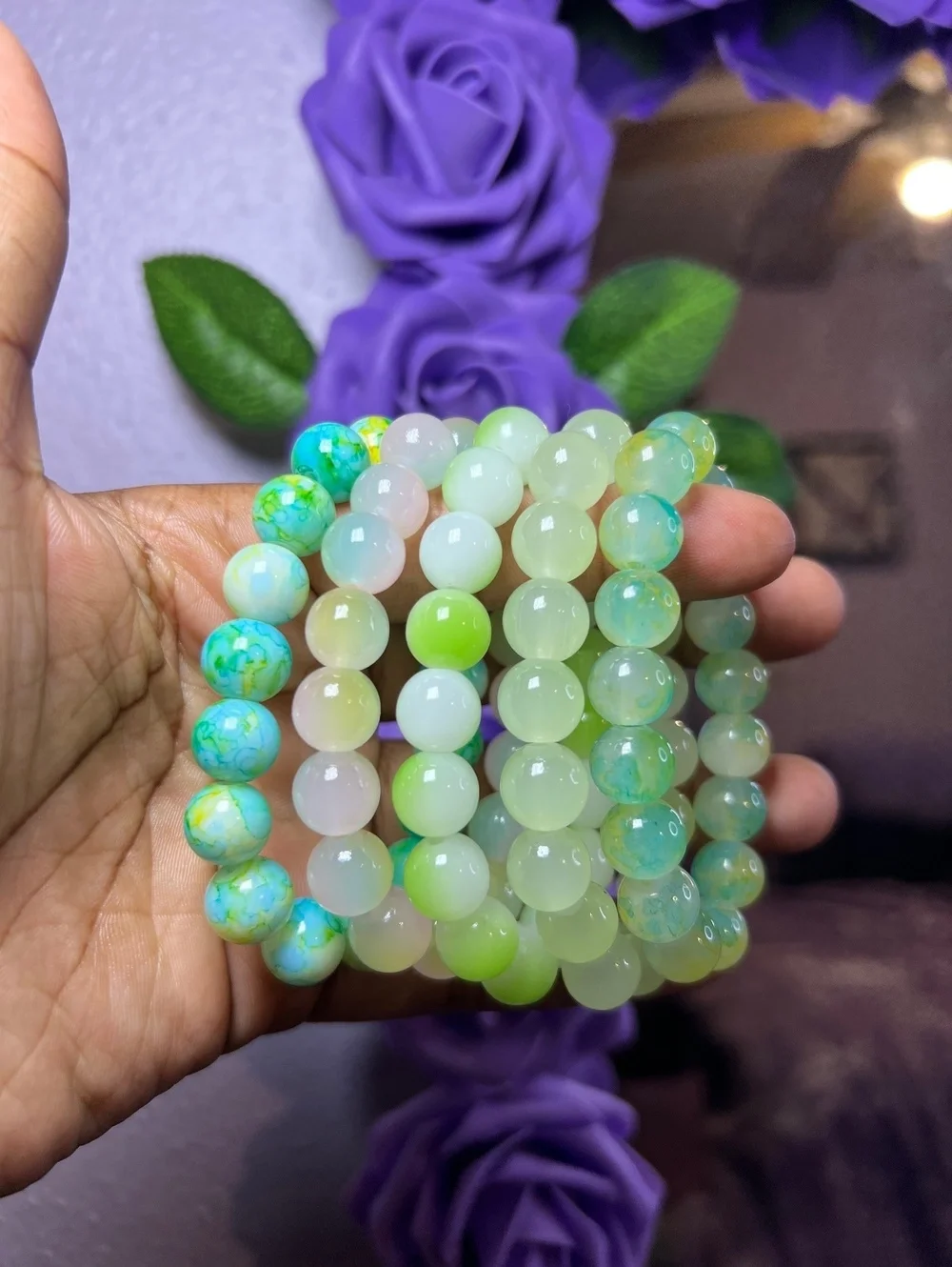 Lime Sherbet 5pc Kids Green Beaded Bracelet Bundle